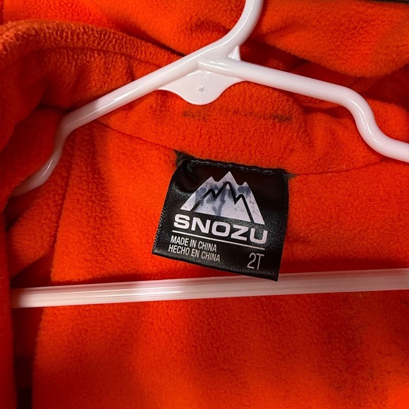 Snozu Kids Puffer Jacket Camo Print Orange Fleece Lined Hooded Winter 2T - Picture 6 of 8